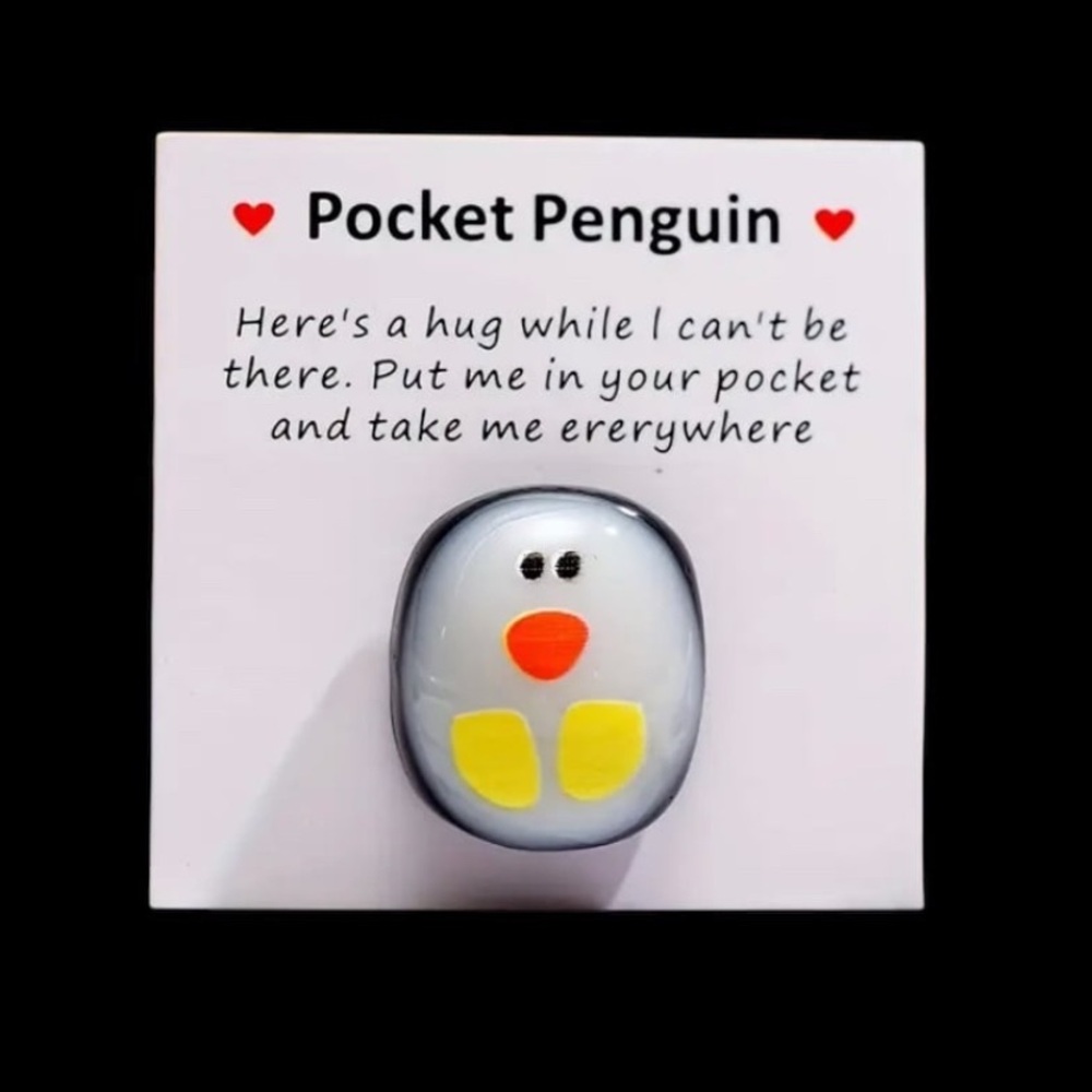 Small Penguin Pocket Hug, Cute Animal Decoration Encouragement Card.